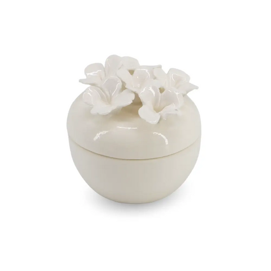 Mini Ceramic Jar w/ Flowers White