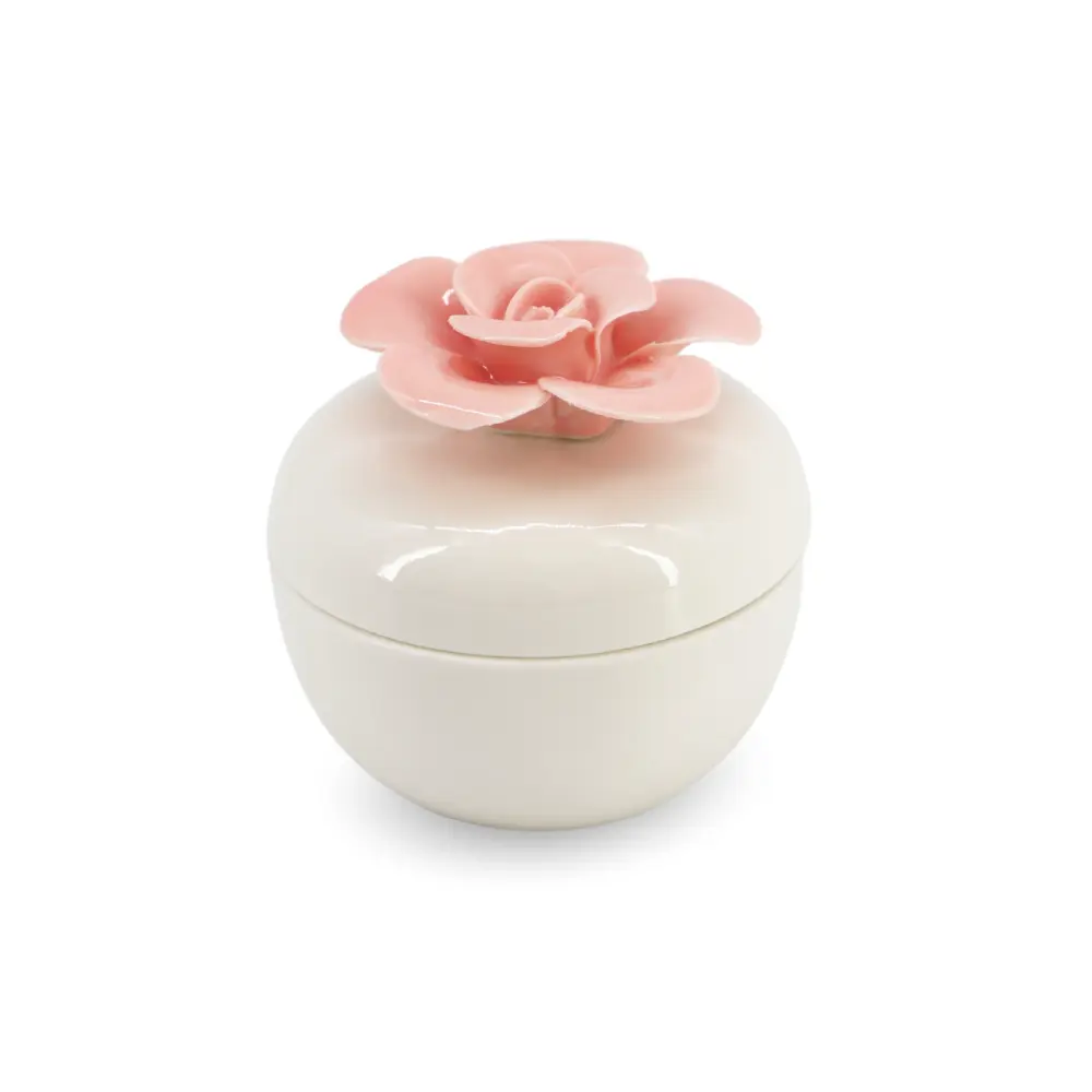 Mini Ceramic Jar w/ Pink Rose
