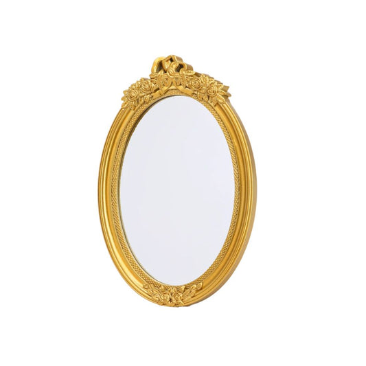 Gold Plastic Table Mirror Oval 25cm