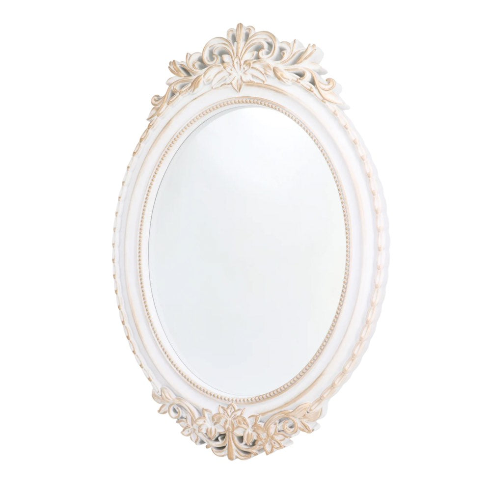 White Vintage Plastic Framed Mirror 66cm