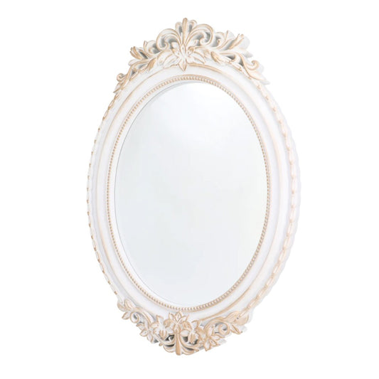 White Vintage Plastic Framed Mirror 66cm
