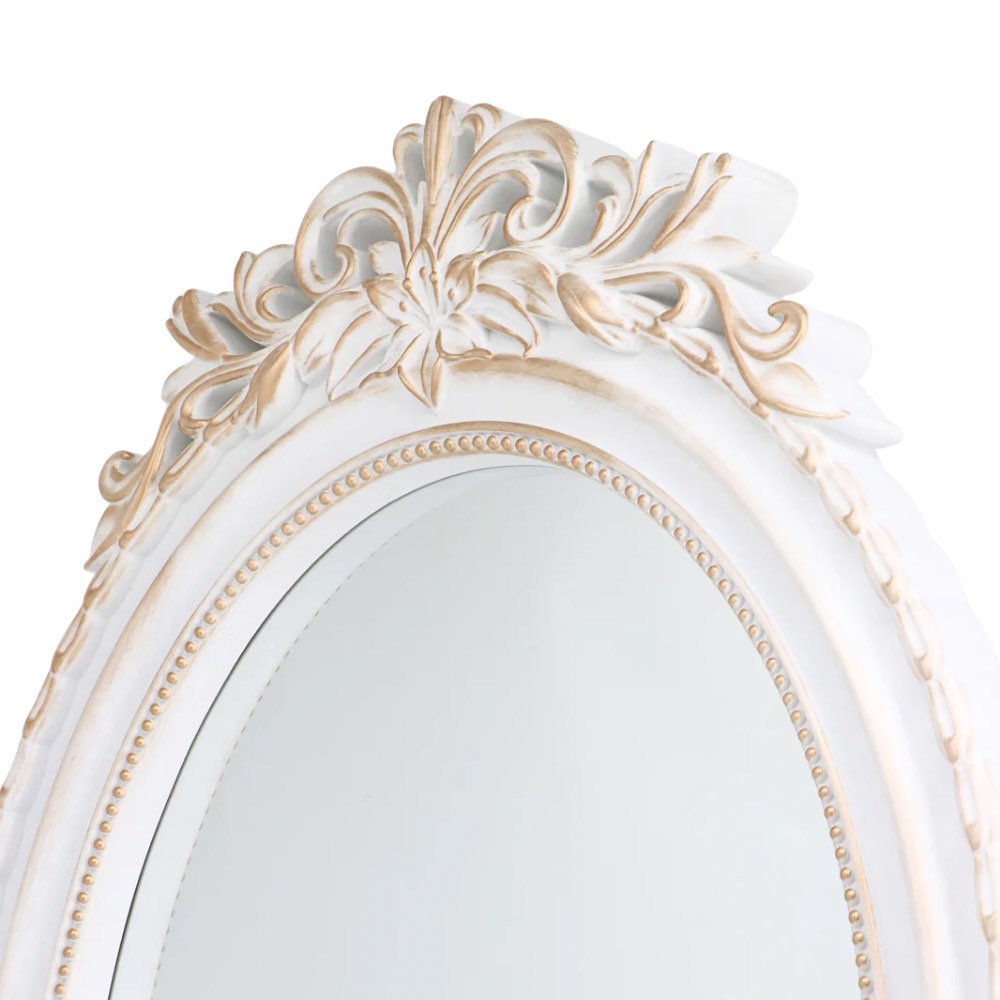 White Vintage Plastic Framed Mirror 66cm