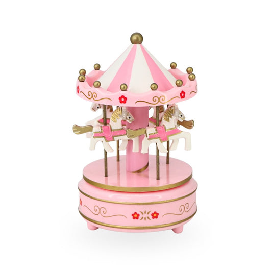 Plastic Musical Horse Carousel Pink