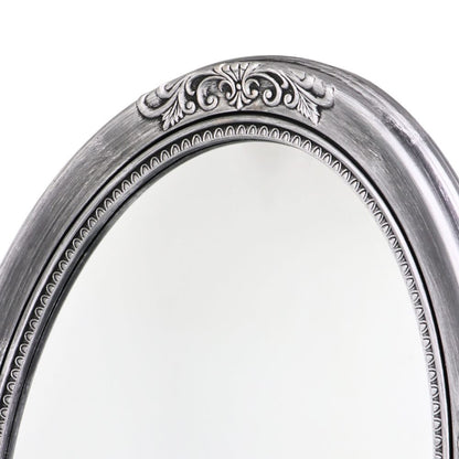 Silver Plastic Framed Mirror Oval 70cm
