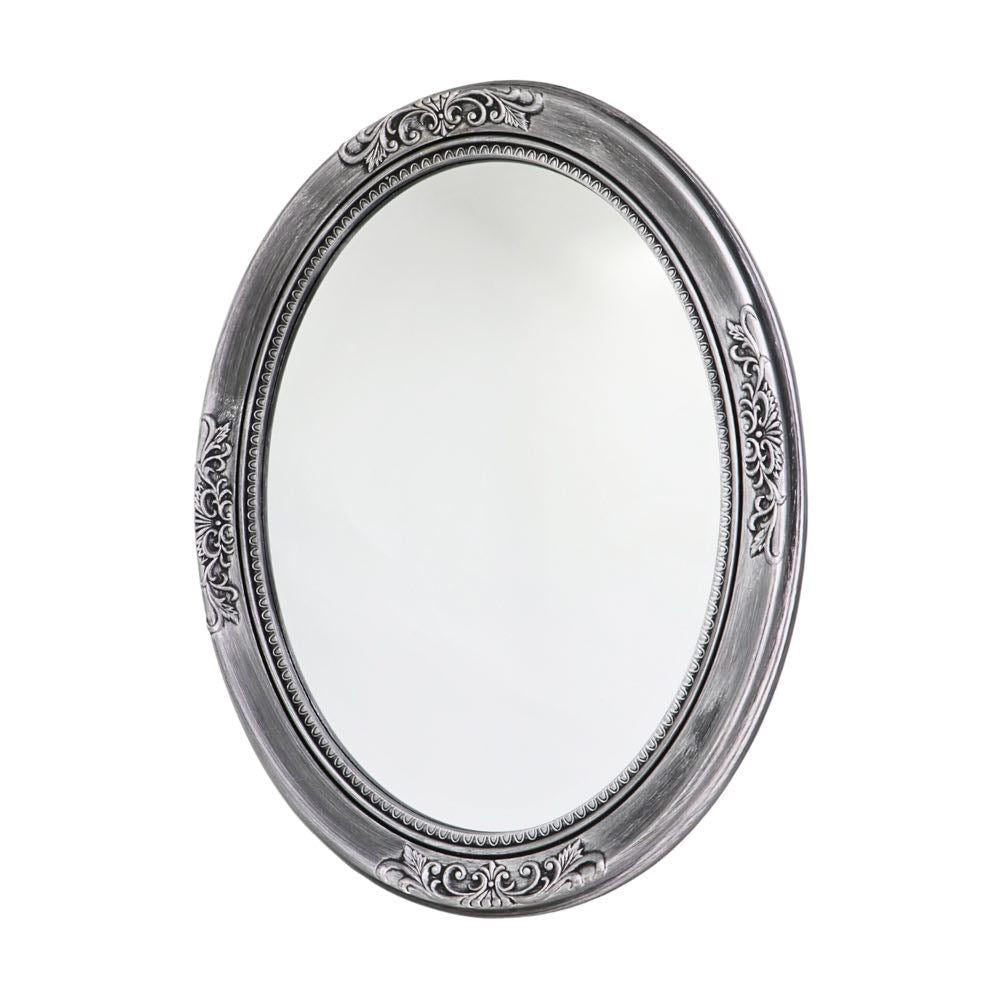 Silver Plastic Framed Mirror Oval 70cm