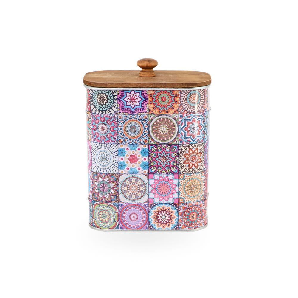 Tin Box w/ Wooden Lid - Rectangular