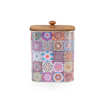 Tin Box w/ Wooden Lid - Rectangular