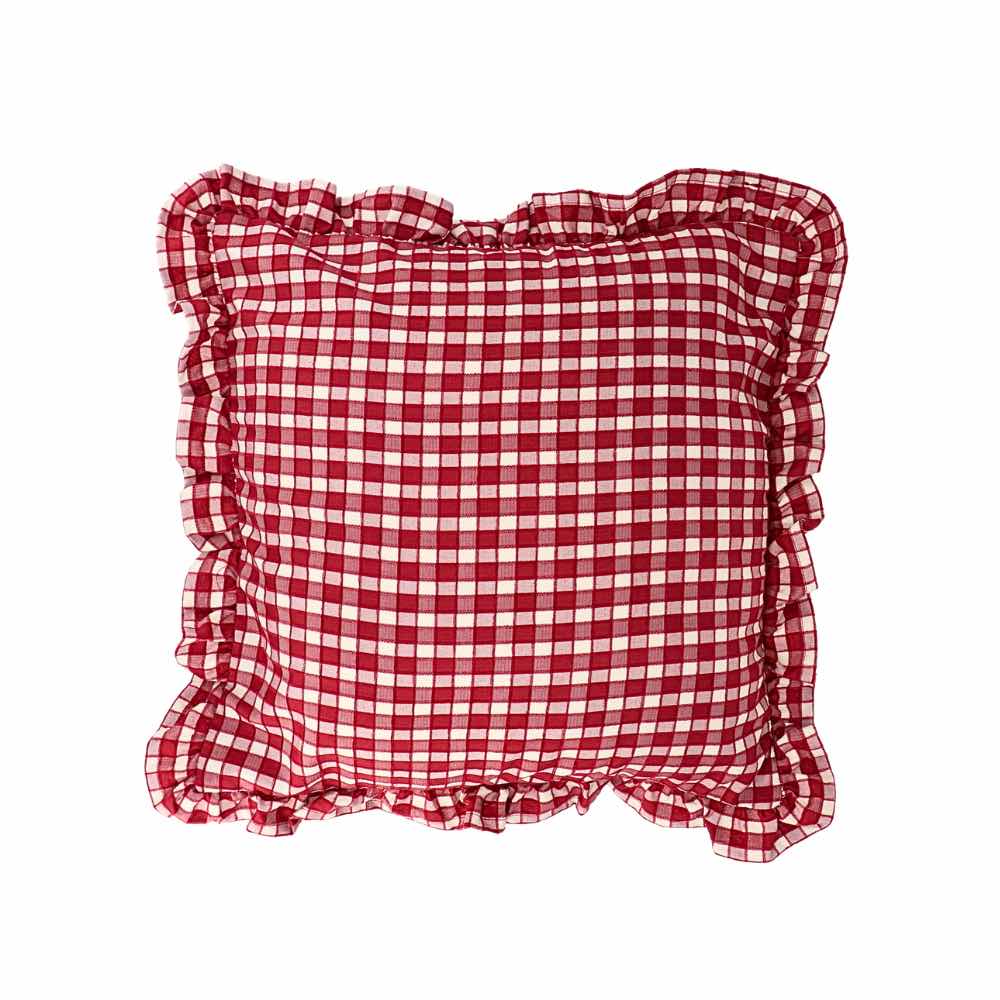 Cushion Case w/ Ruffle Checker Red 45x45cm
