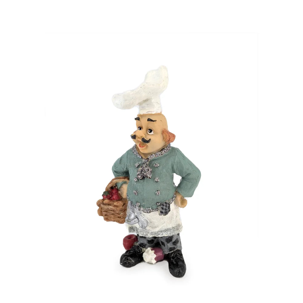 Resin Doll Chef w/ Basket 17cm