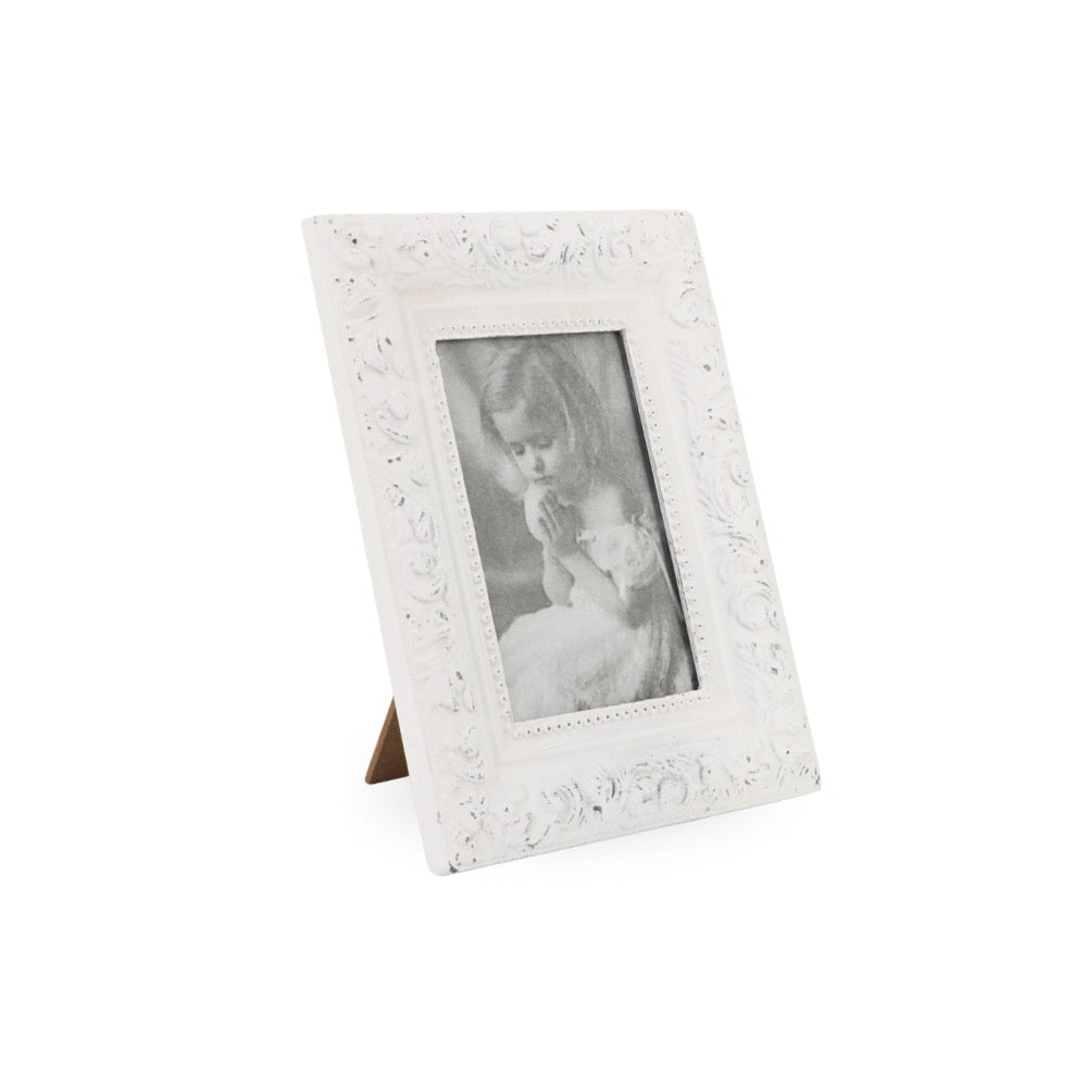 Rustic White Photo Frame 19cm