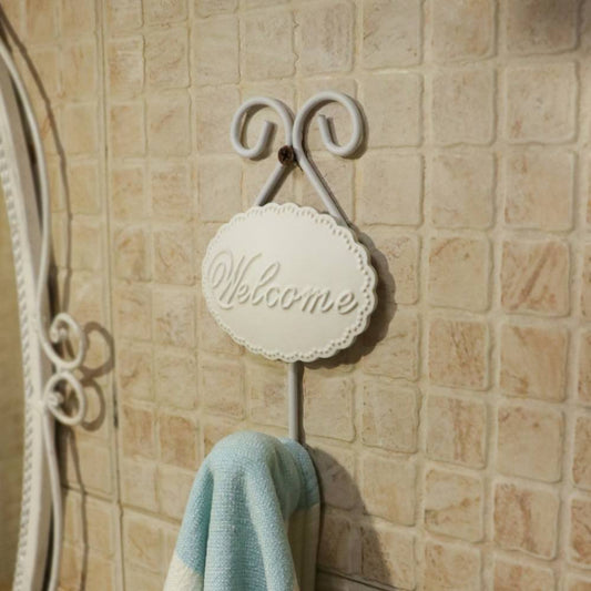 White Resin Coat Hanger Welcome