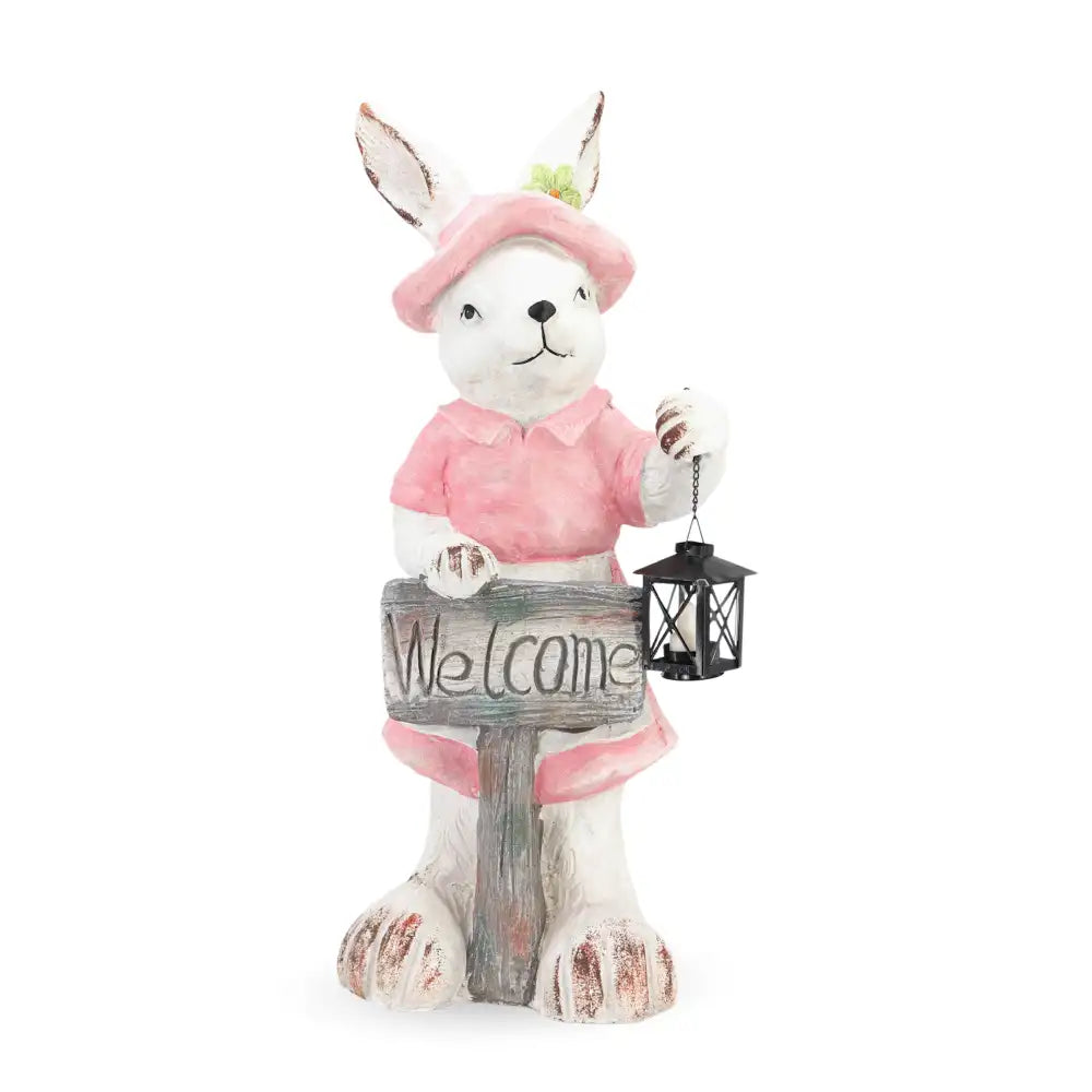 Welcome Resin Rabbit Girl w/ Lantern 71cm