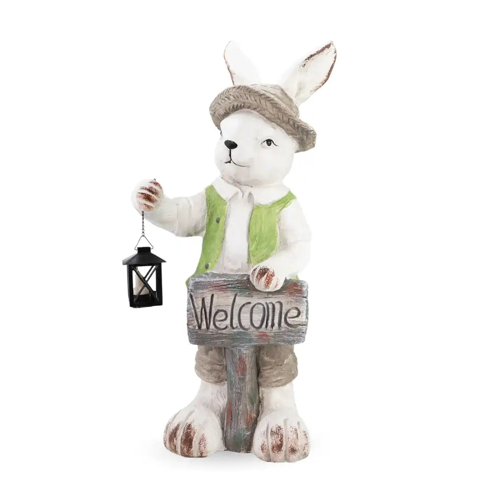 Welcome Resin Rabbit Boy w/ Lantern 71cm
