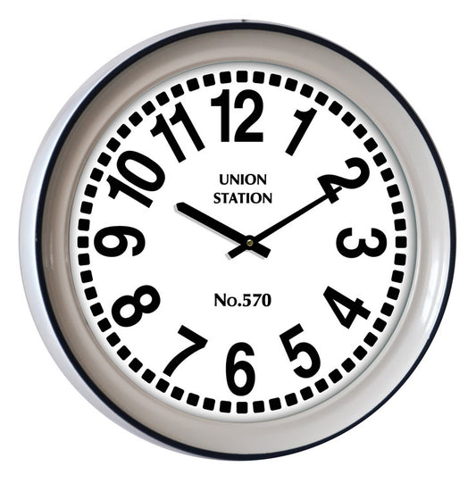 Beige & White Metal Wall Clock