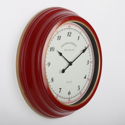Red Retro Metal Wall Clock