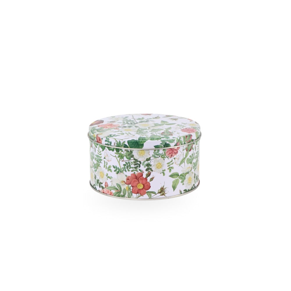 Round Floral Tin Box