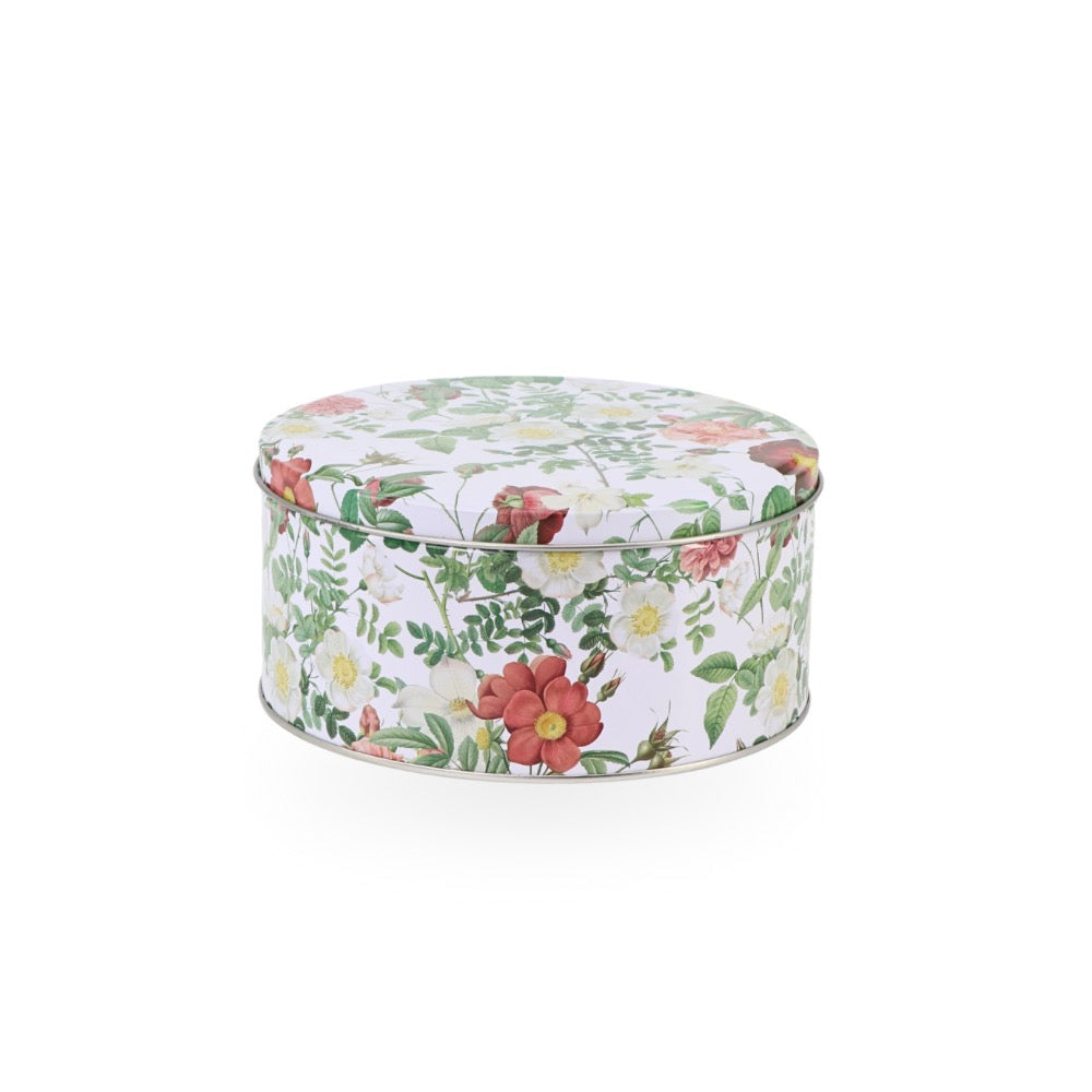 Round Floral Tin Box