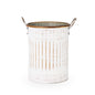 Rustic White Tin Bucket w/ Handle Medium