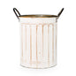 Rustic White Tin Bucket w/ Handle Medium