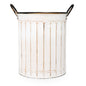 Rustic White Tin Bucket w/ Handle Large