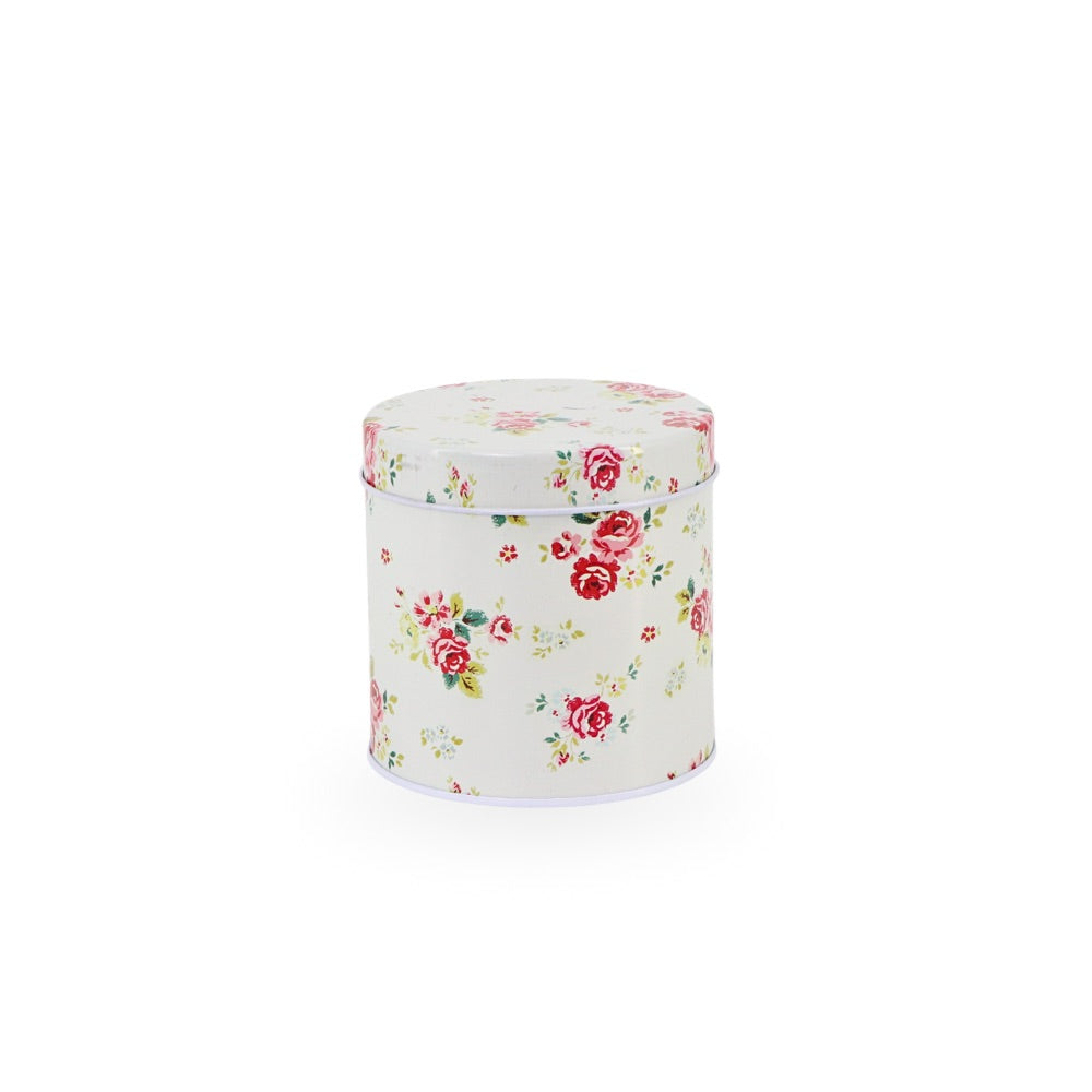 Small Round Tin Canister Floral