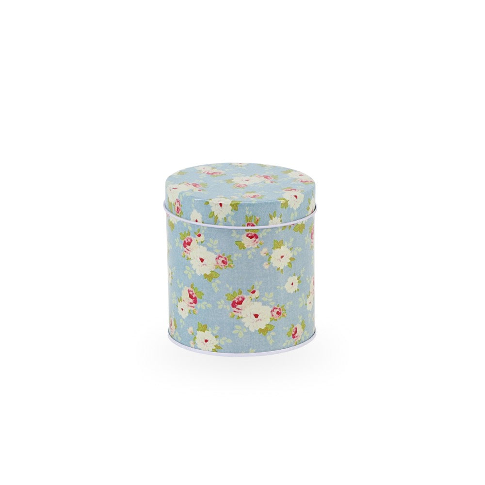 Small Round Tin Canister Floral