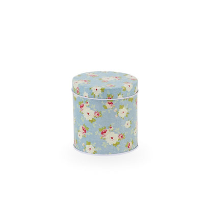 Small Round Tin Canister Floral