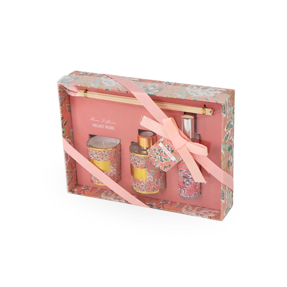 Scented Candle, Diffuser & Room Spray Set Velvet Rose