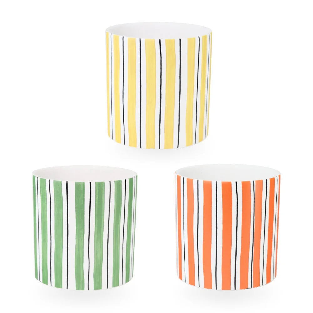 Ceramic Planter Striped 17cm