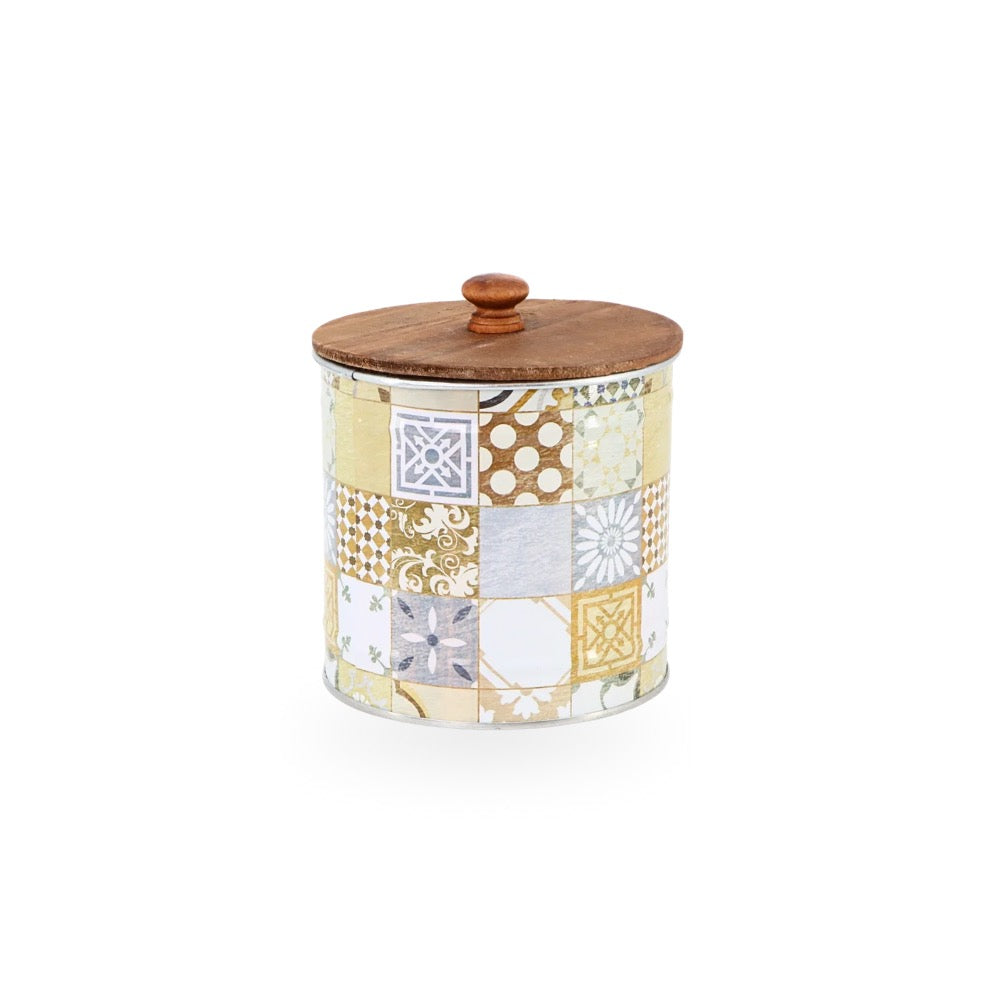 Tin Box w/ Wooden Lid - Round