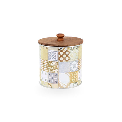 Tin Box w/ Wooden Lid - Round