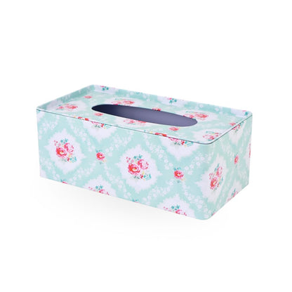 Tin Tissue Box Blue Floral