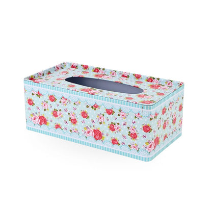 Tin Tissue Box Blue Floral