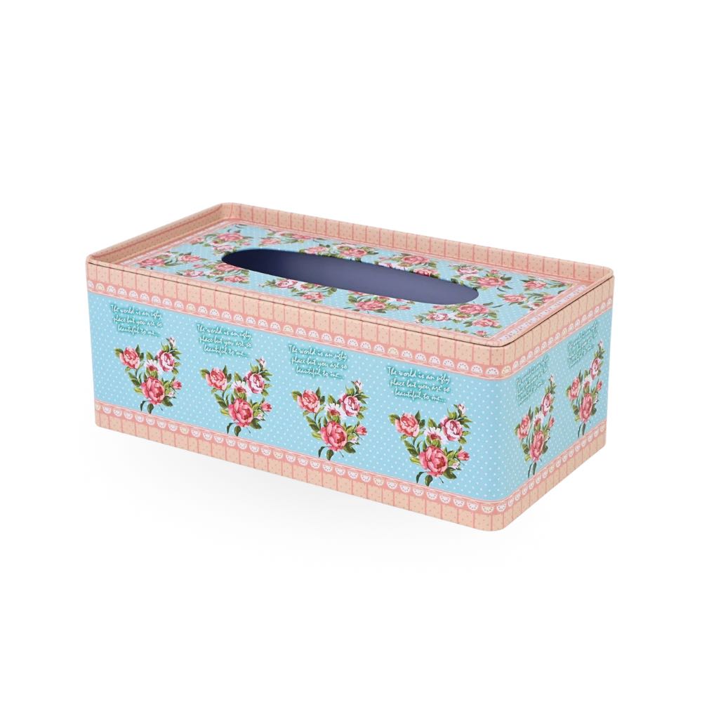 Tin Tissue Box Blue Floral