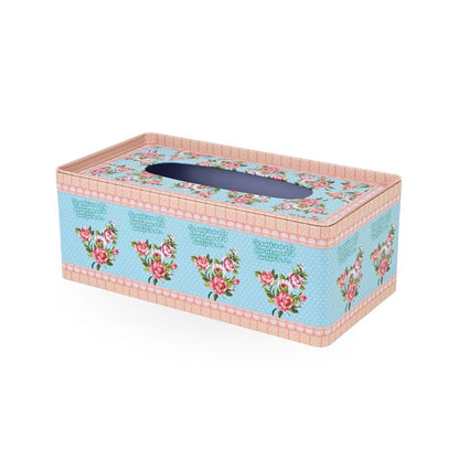 Tin Tissue Box Blue Floral