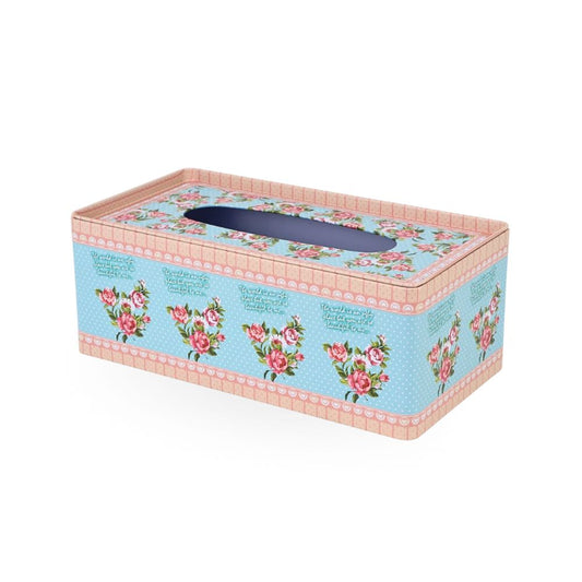 Tin Tissue Box Blue Floral