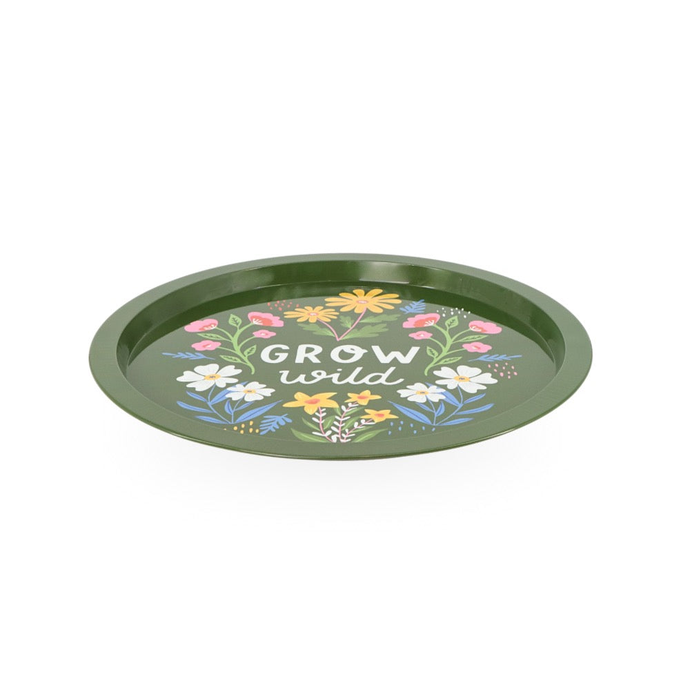Round Tin Tray Floral 32cm