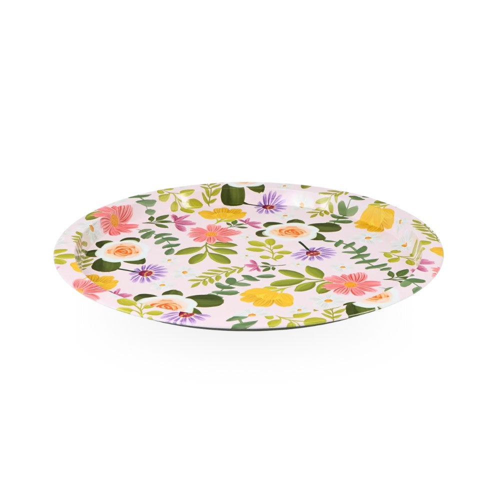 Round Tin Tray Floral 32cm