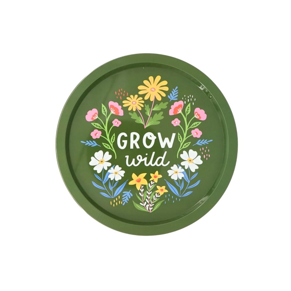 Round Tin Tray Floral 32cm