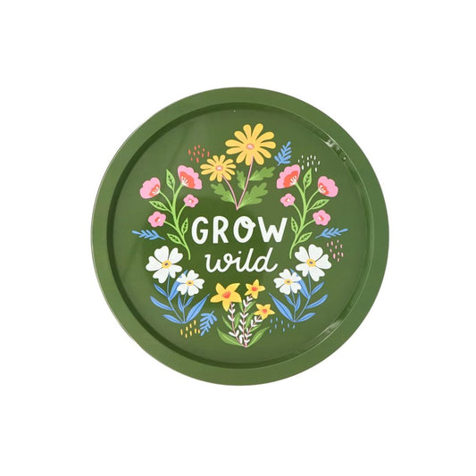 Round Tin Tray Floral 32cm