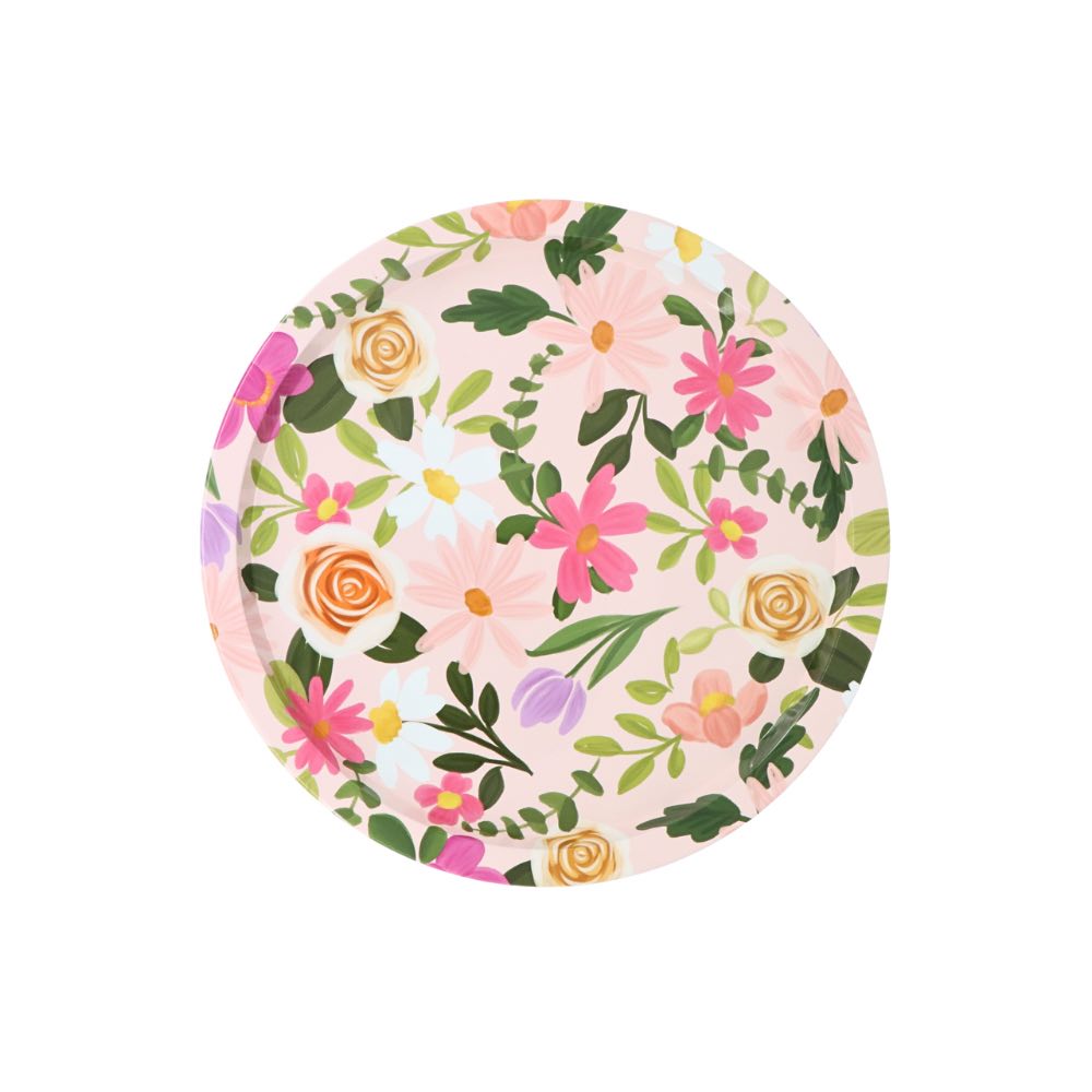 Round Tin Tray Floral 32cm