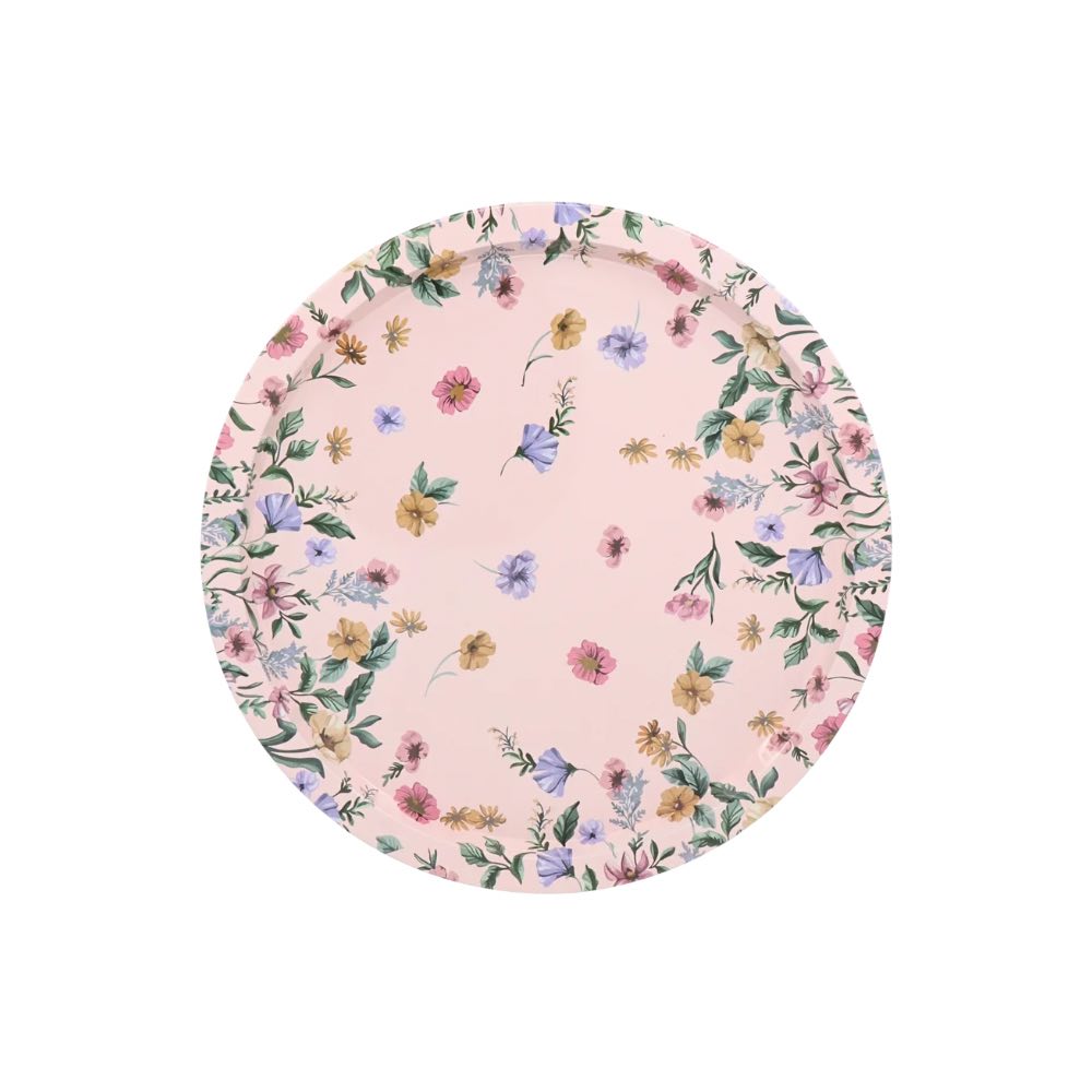 Round Tin Tray Floral 32cm