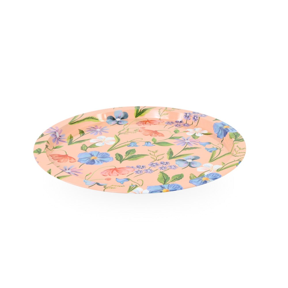 Round Tin Tray Floral 32cm