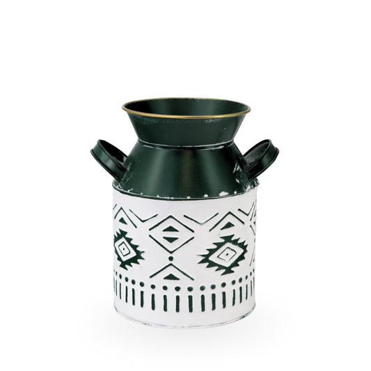Tribal Green Tin Planter 20cm