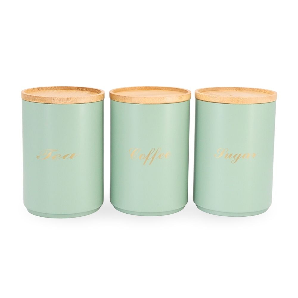 Turqoise Enamel Metal Sugar Coffee Tea Canisters