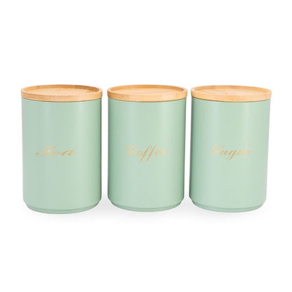 Turqoise Enamel Metal Sugar Coffee Tea Canisters