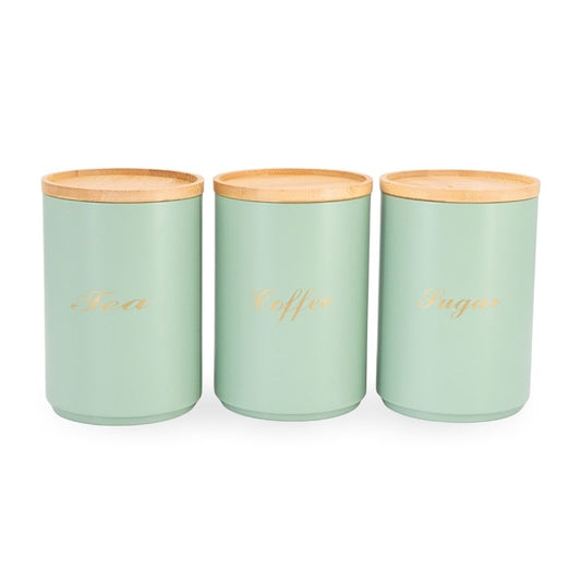 Turqoise Enamel Metal Sugar Coffee Tea Canisters