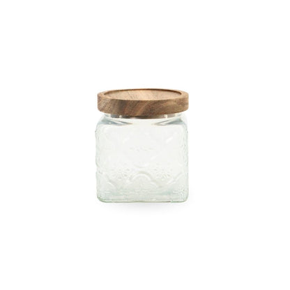 Vintage Glass Jar w/ Wooden Lid