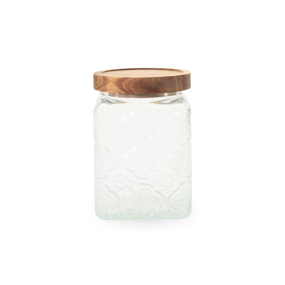Vintage Glass Jar w/ Wooden Lid