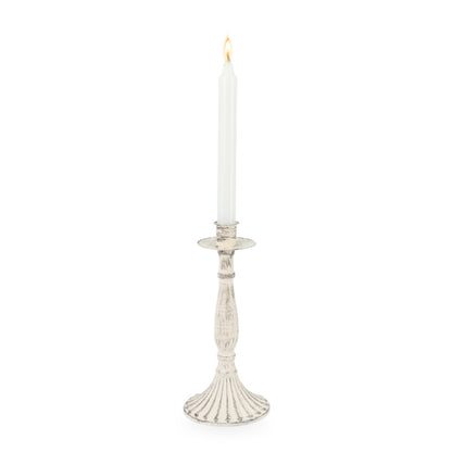 White Rustic Metal Candle Holder 1H